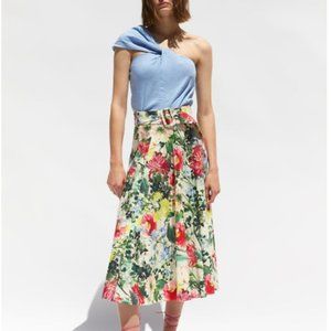 Zara 100% Floral Cotton Full Skirt